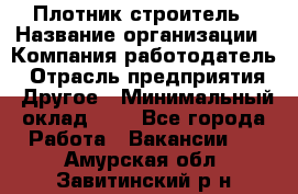 Плотник-строитель › Название организации ­ Компания-работодатель › Отрасль предприятия ­ Другое › Минимальный оклад ­ 1 - Все города Работа » Вакансии   . Амурская обл.,Завитинский р-н